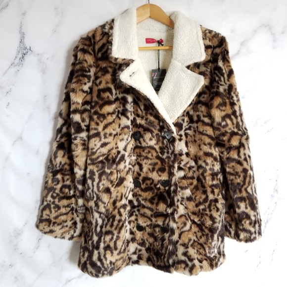 Philanthropy Faux Fur Leopard Sherpa Jacket, SM - Picture 8 of 10